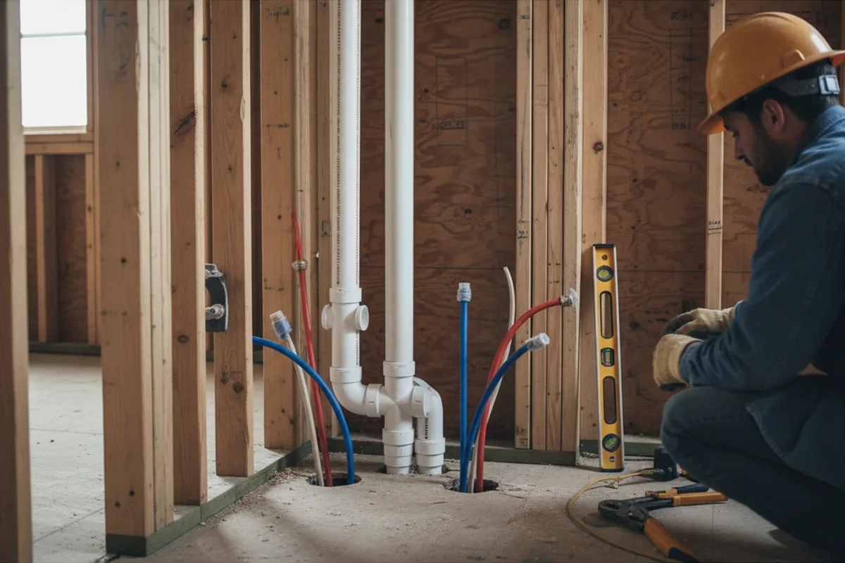 Drain and supply rough-in during Drain Cleaning in Highlands