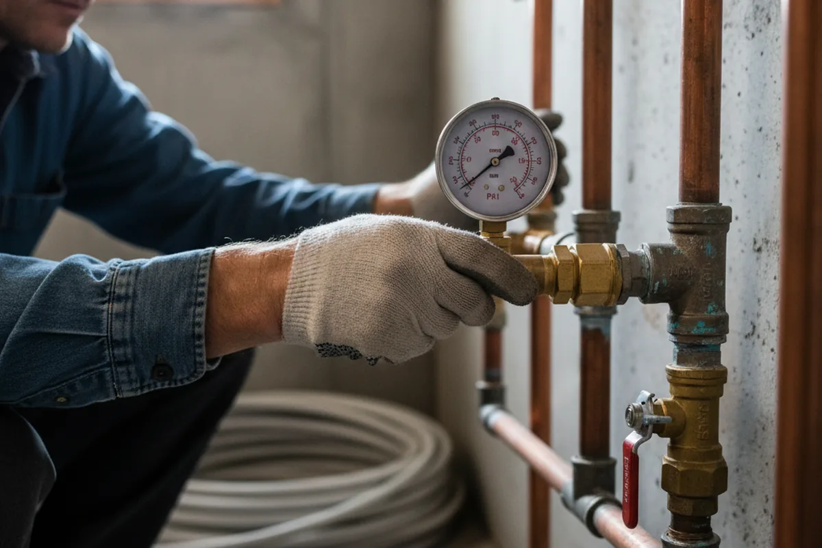 Pressure testing a repaired line during Water Line Repair in Highlands